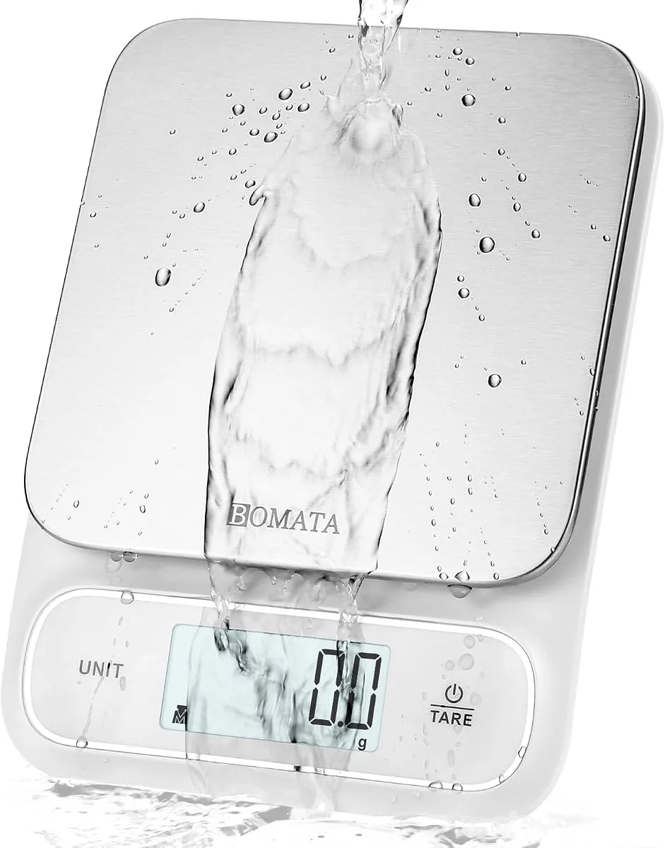 Balance de cuisine BOMATA étanche IPX6 précision 0,1 g plateau inox