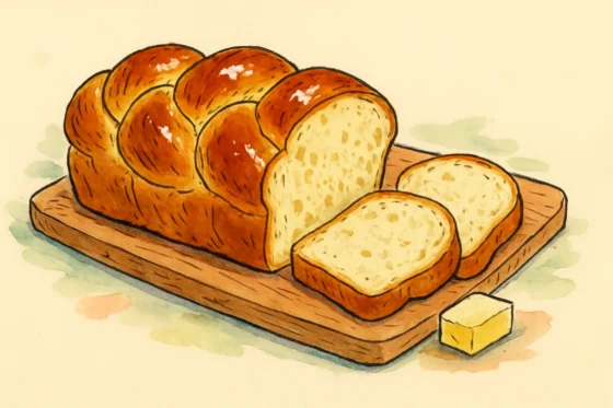 Croquis brioche tressee doree tranchee