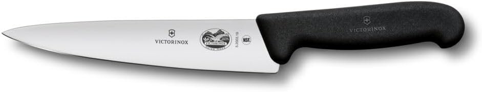 Couteau de chef Victorinox Fibrox à lame inox et manche noir antidérapant